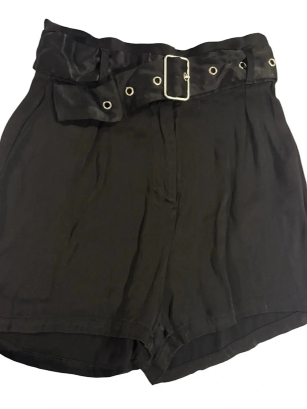 NA.KD Shorts Black High Waist Front Pleat Belted NWT Size 32/S